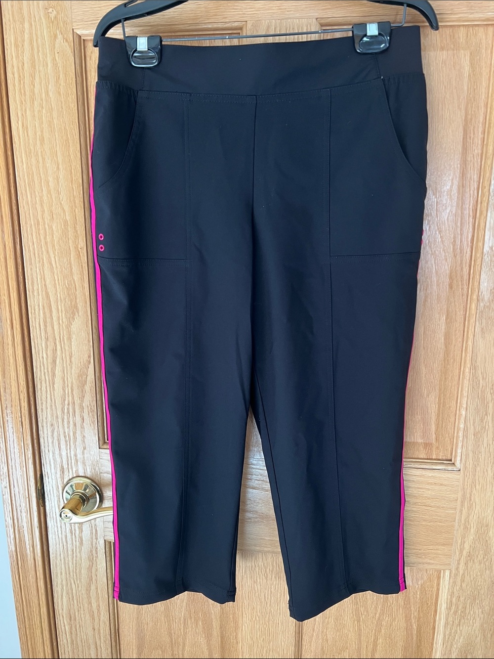 Made for Life - Black Capri Pants With Bright Pink Stripe